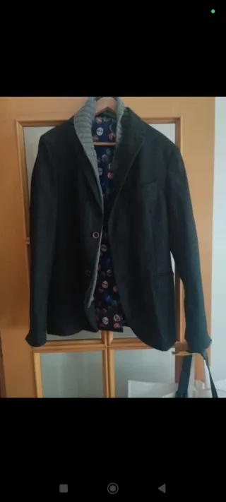 Chaqueta de paño gris hombre
