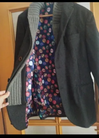 Chaqueta de paño gris hombre