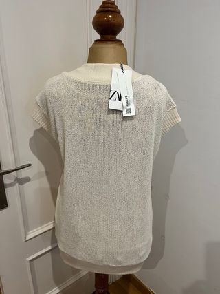Conjunto Zara Chaleco y Pantalón Beige