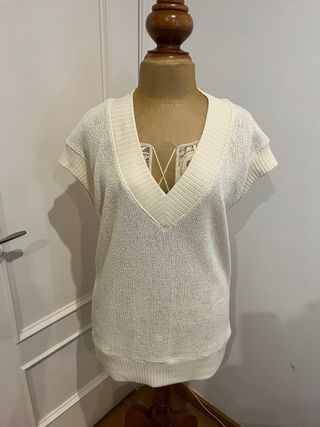 Conjunto Zara Chaleco y Pantalón Beige