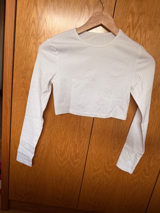 Camiseta top manga larga blanca
