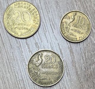 Lote 33 monedas antiguas francos franceses
