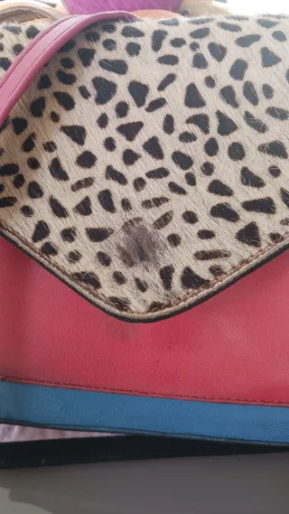 Bolso juvenil piel azul y rosa