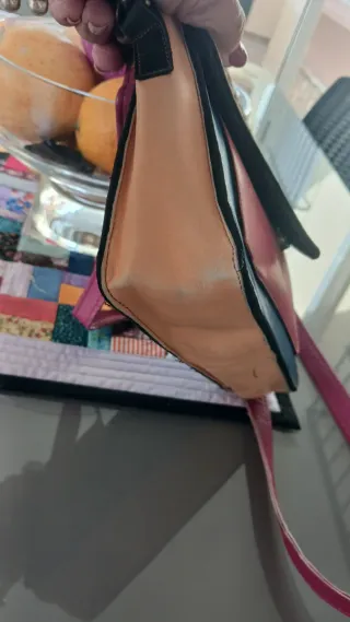 Bolso juvenil piel azul y rosa