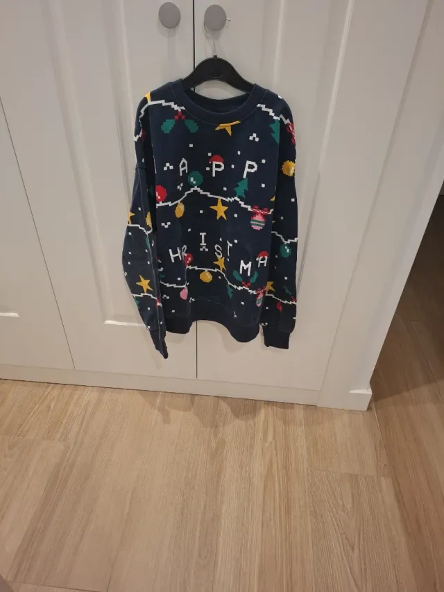 Sudadera Navideña Azul y Multicolor