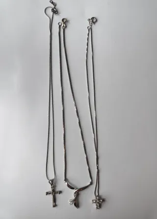 3 Collares Plata con Colgantes