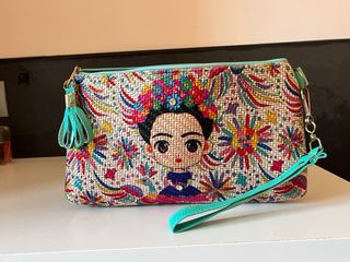 Bolso Clutch Mexicano Beige Multicolor