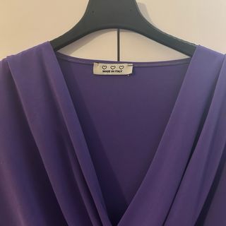 Mini Abito Viola Drappeggiato Cut-Out Made in ITA