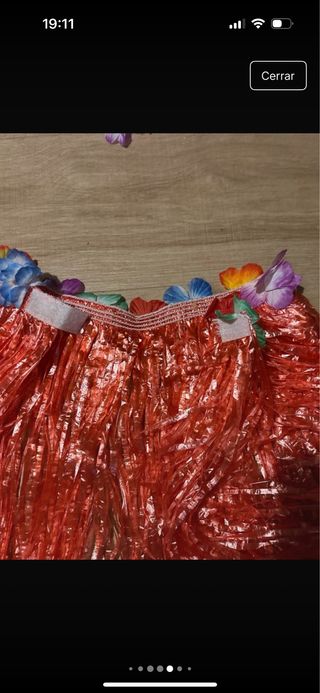 Traje Hawaiano Falda Roja y Flores