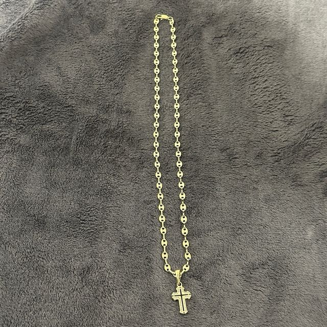 Cadena Ancla y Colgante Cruz Oro