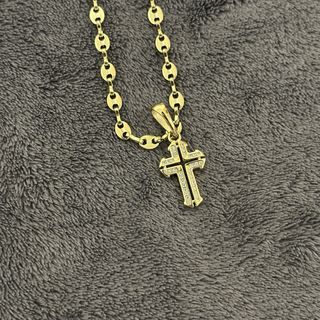 Cadena Ancla y Colgante Cruz Oro 