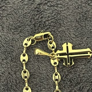 Cadena Ancla y Colgante Cruz Oro 
