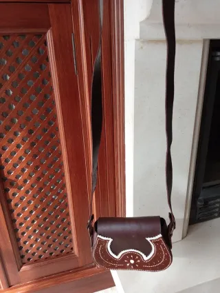 Bolso Rociero Cuero Marrón