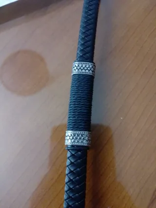 Pulsera de piel trenzada hombre plata