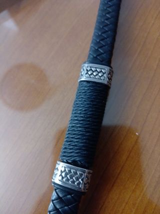 Pulsera de piel trenzada hombre plata