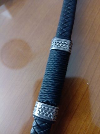 Pulsera de piel trenzada hombre plata