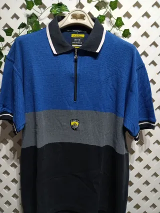 Polo Boffler hombre azul, gris y negro