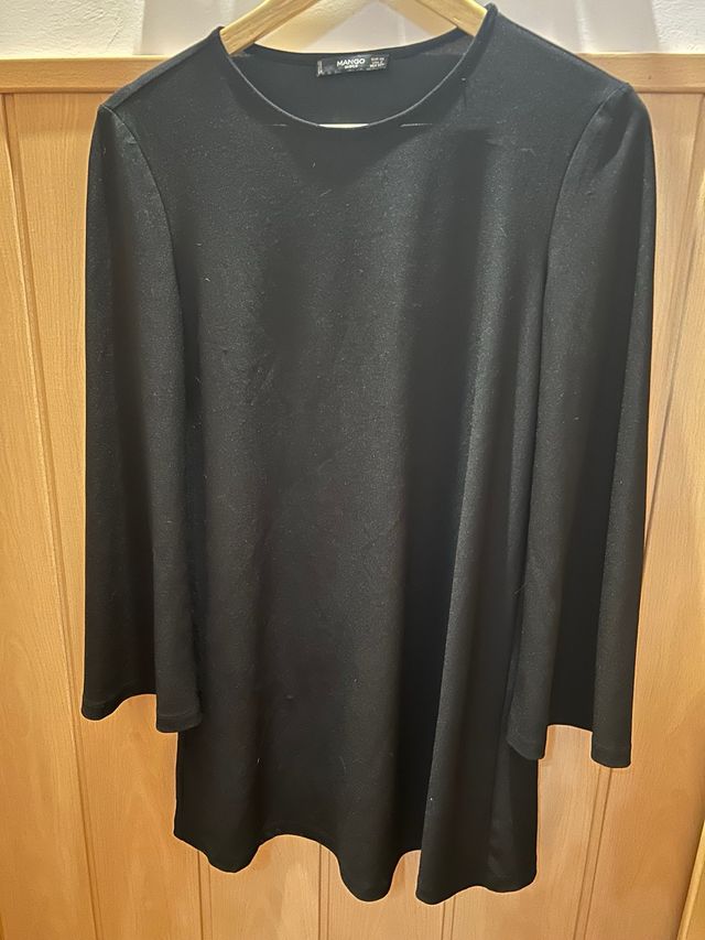 Mini Vestido Mango Preto Manga Comprida