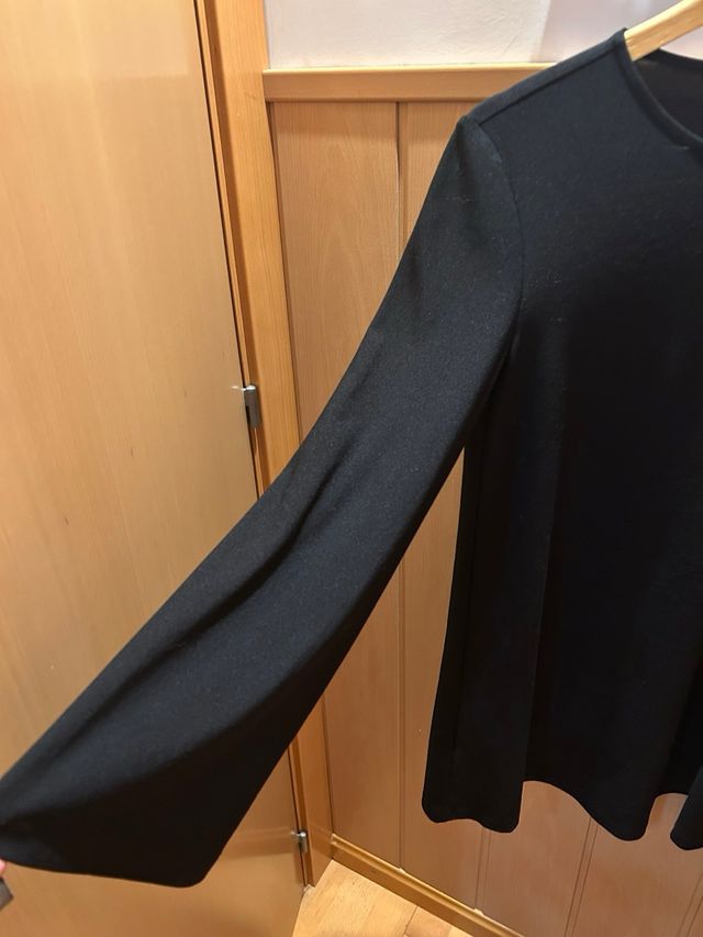 Mini Vestido Mango Preto Manga Comprida