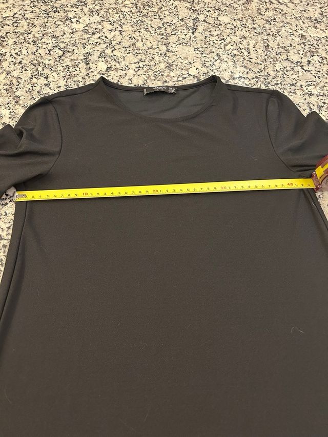 Mini Vestido Mango Preto Manga Comprida