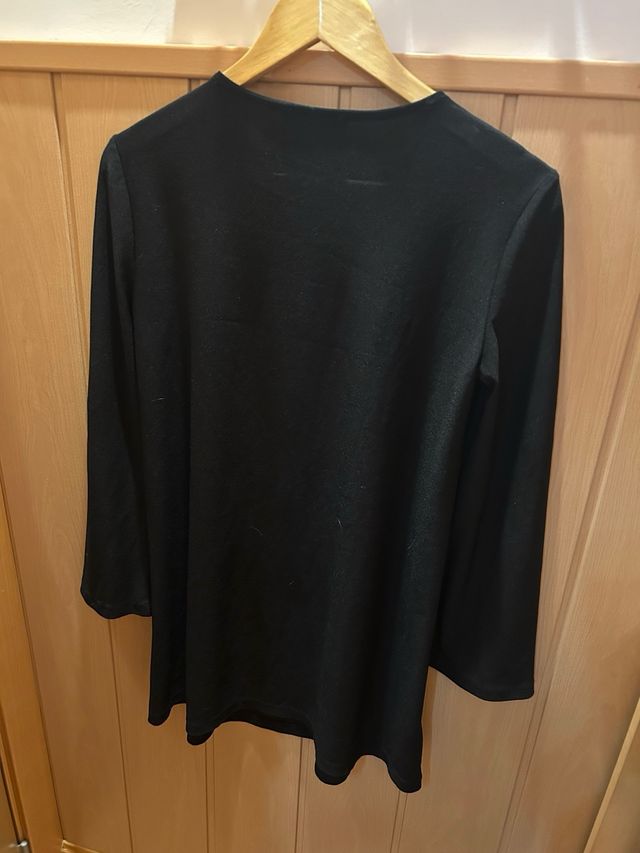 Mini Vestido Mango Preto Manga Comprida