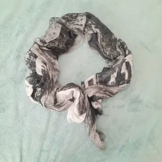 Sciarpa donna modal e cashmere grigio/bianco