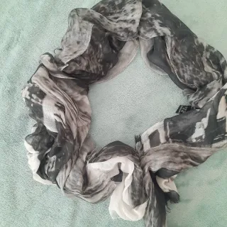 Sciarpa donna modal e cashmere grigio/bianco