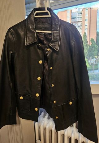 Chaqueta de piel Natural Negra Talla L