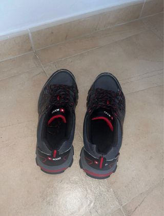 Zapatos deportivos negros y rojos