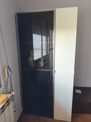 Vitrina salón cristal y metal de 2 puertas