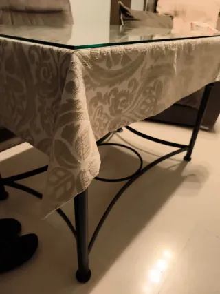Mesa Camilla Forja Cristal y Tela