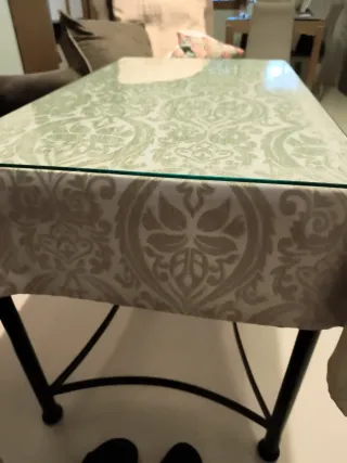 Mesa Camilla Forja Cristal y Tela