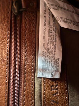Bolso Zara Cuero Marrón Unisex