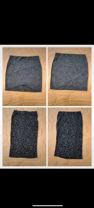 Gonna mini grigia e gonna maxi leopardata