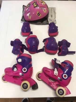 Conjunto Patines y Protecciones Infantil Rosa
