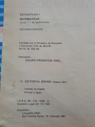 Matemáticas curso 1° bachillerato