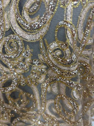 Tela brillante dorada para vestido de fiesta