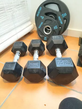 Discos de pesas con exterior de caucho