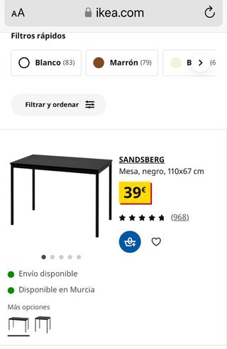 Mesa comedor/escritorio negra
