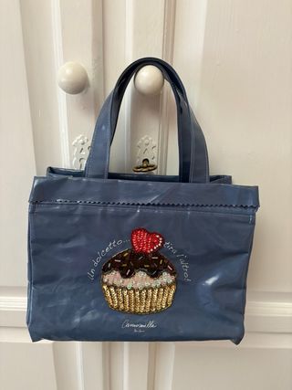Bolso Camomilla azul con cupcake