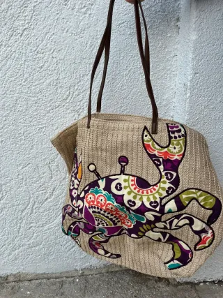 Bolso de playa con cangrejo