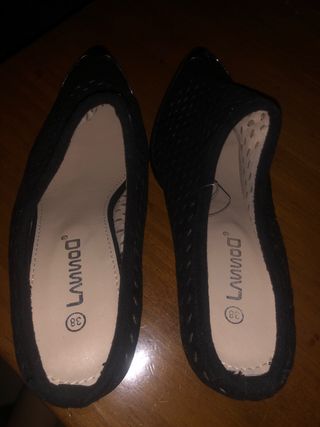 Zapatos LA MODA Talla 38 Negro/Dorado