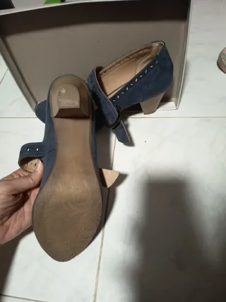 Zapatos tacón azul de ante mujer talla 42