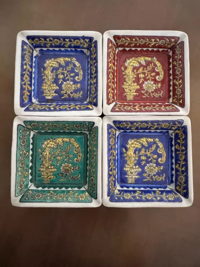 4 Platos Decorativos Cerámica Florales