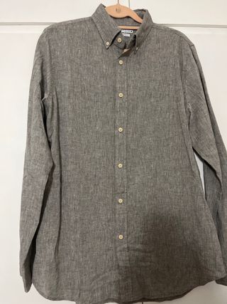 Camisa Zara Gris Manga Larga