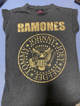 Camiseta Ramones Mujer Gris Dorada