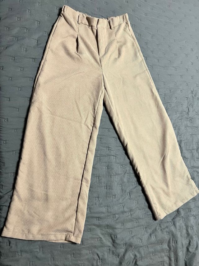 Pantalón campana pana beige