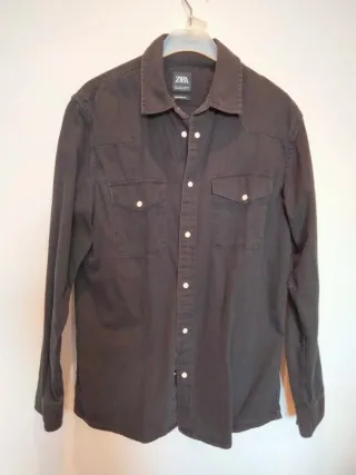 Camisa Zara Negra Hombre Nueva Talla M