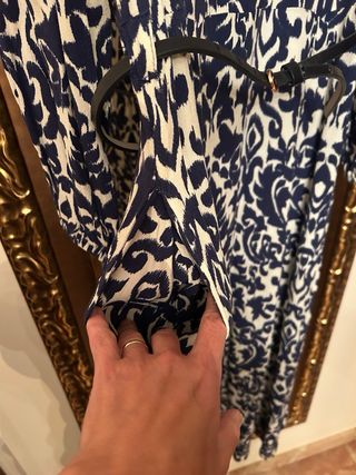 Vestido MIDI Zara azul y blanco