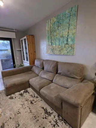 Sofá Chaiselongue Beige/Marrón